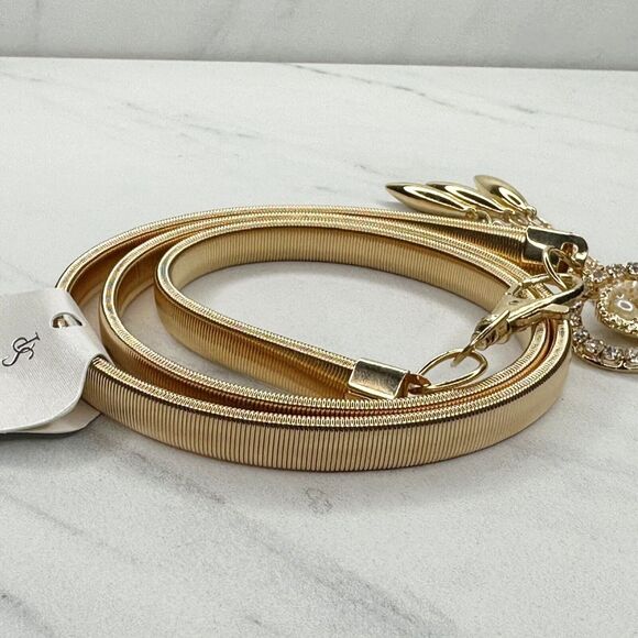 Sophia Collection Faux Pearl Rhinestone Bow Stretch Cinch Belt XS/Small (XS/S) ✨ - Picture 7 of 8